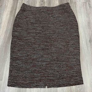 Ann Taylor Womens Tweed Pencil Skirt SZ 6 Black Brown White Fully Lined